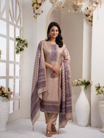 Plum Perfection with Chiku Ready To Wear Silk kurta Set Geetha Creation